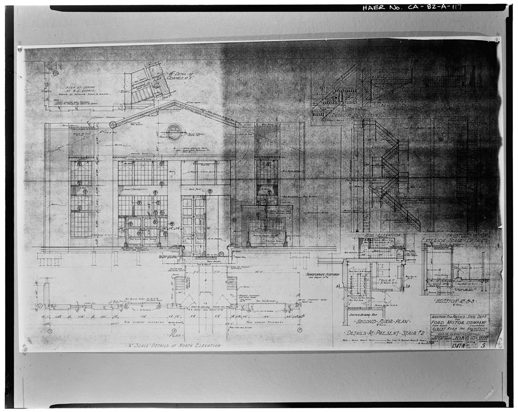 1930, ADDITION FOR PRESSED STEEL DEPARTMENT FOR FORD MOTOR COMPANY; NORTH ELEVATIONS DETAILS 